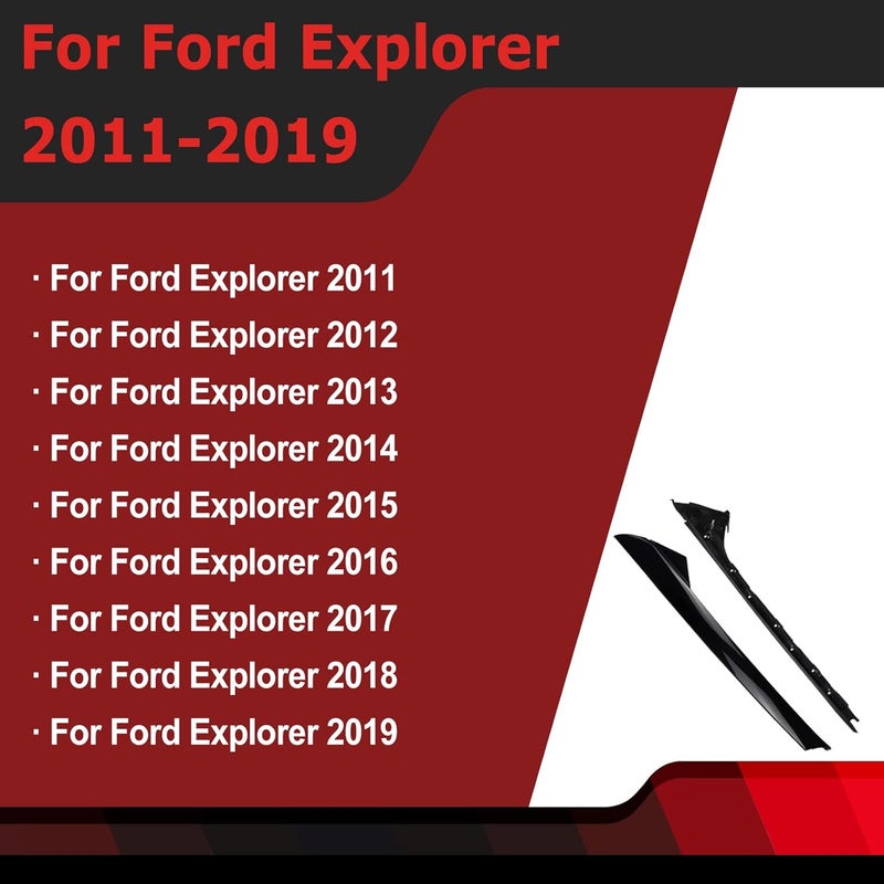 FEXON Front Passenger Side Windshield Outer & Inner A Pillar Trim Molding Kit Compatible with Ford Explorer 2011 2012 2013 2014 2015 2016 2017 2018 2019 Replaces 926-451 (Right 2ps，Gloss Black) - Image 5